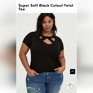 Torrid Super Soft Black Cutout Twist Tee NWT